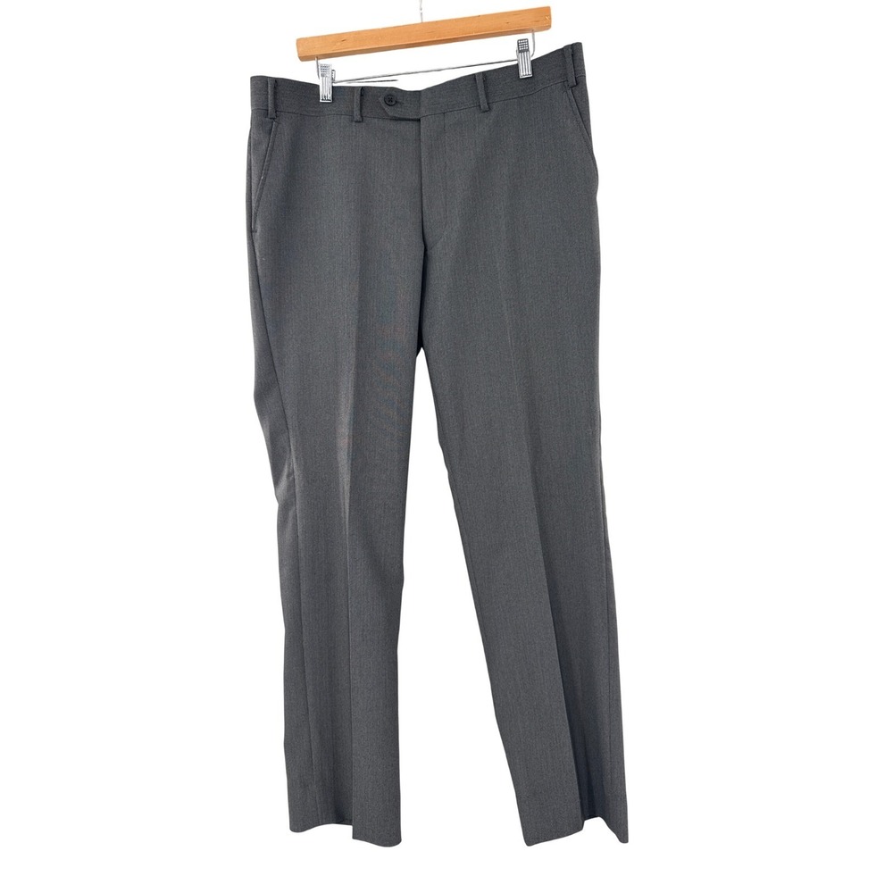 John Varvatos USA Mens Dark Gray Wool‎ Blend Dress Pants Trousers 38x32